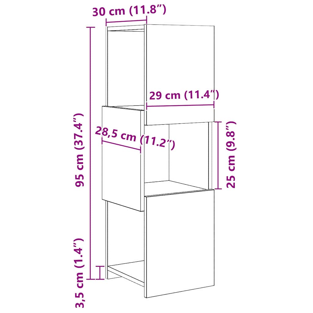 Dulap de colt Alb 30,5x30x95cm Lemn compozit — imaginea 10