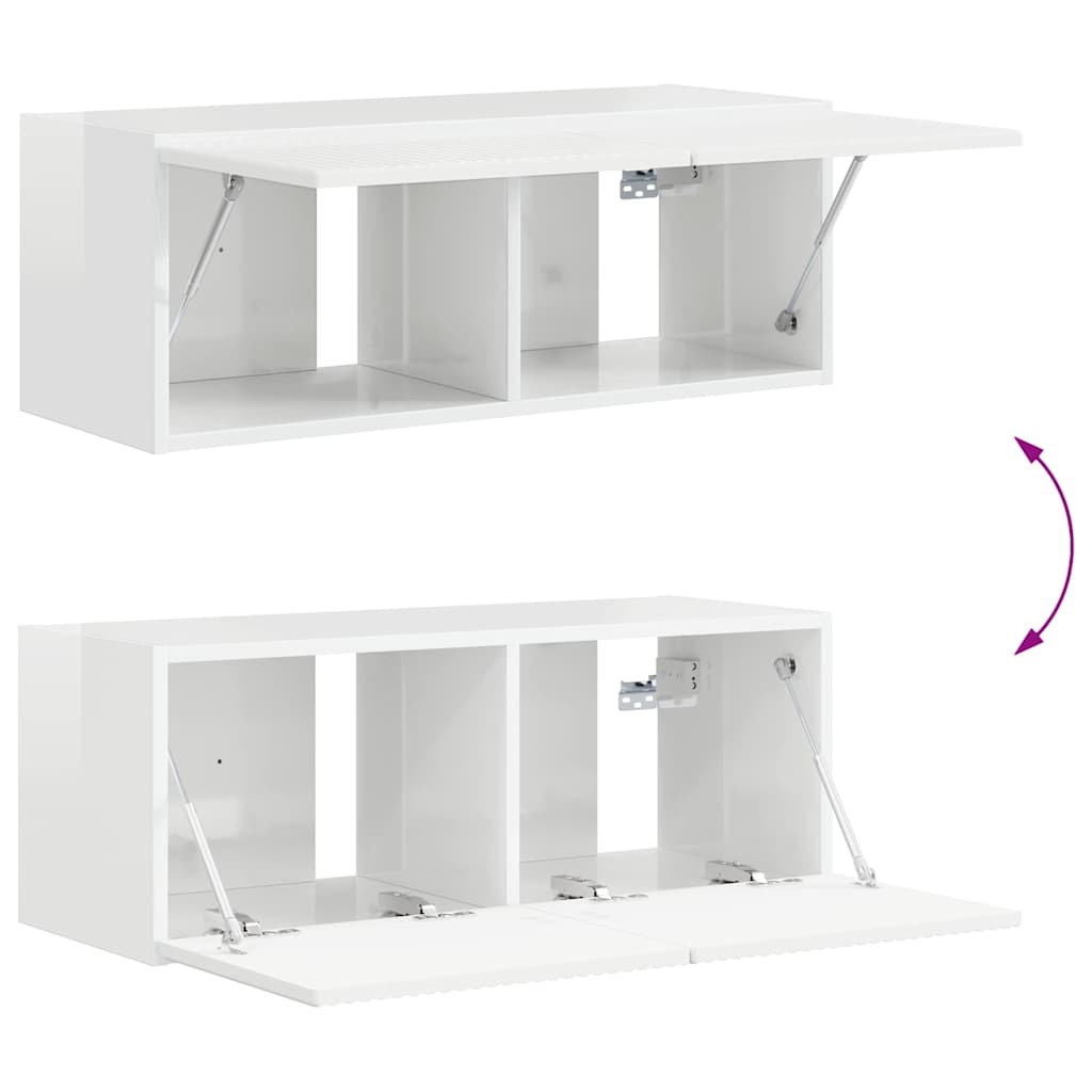 Dulap TV de perete Pe perete 2 pcs Alb Lucios 60 x 31 x 29.5 cm — imaginea 13