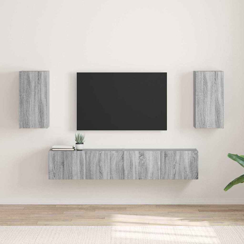 Dulap TV de perete Pe perete 2 pcs Gri Sonoma 30 x 31 x 60 cm — imaginea 2