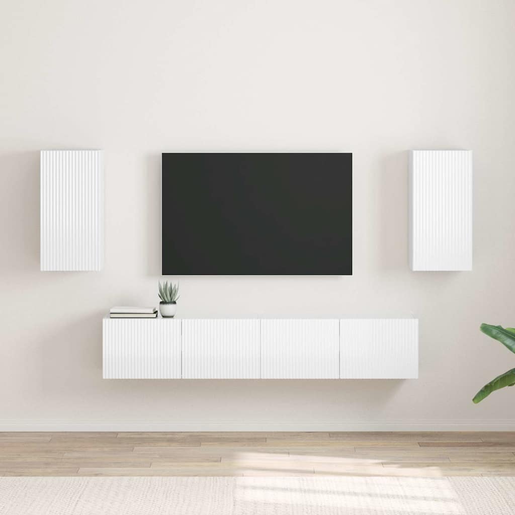Dulap TV de perete Pe perete 2 pcs Alb Lucios 30 x 31 x 60 cm — imaginea 2