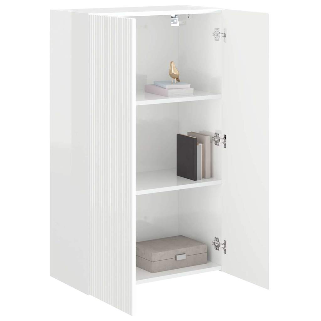 Dulap TV de perete Alb lucios 59,5 x 31 x 100 cm Lemn compozit — imaginea 4