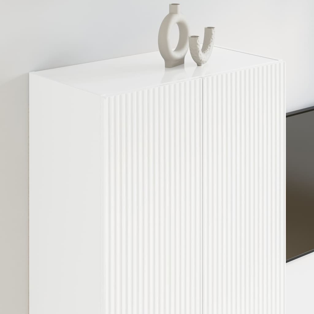 Dulap TV de perete Alb lucios 59,5 x 31 x 100 cm Lemn compozit — imaginea 5