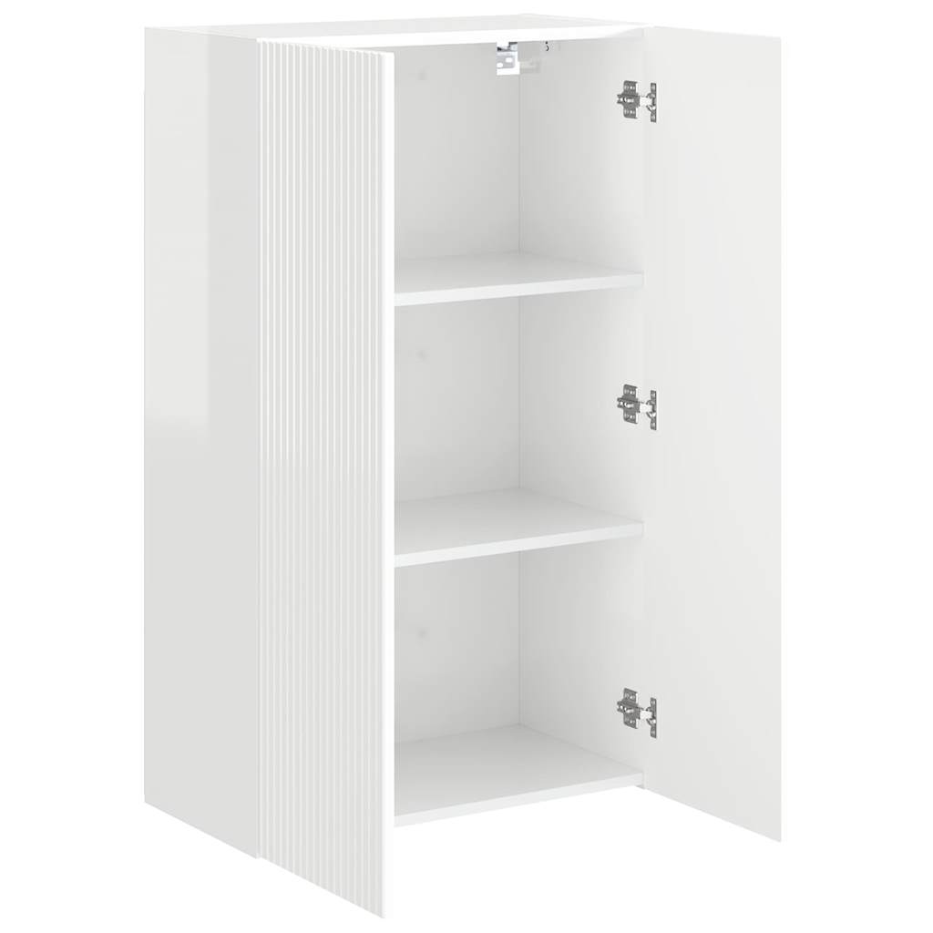 Dulap TV de perete Alb lucios 59,5 x 31 x 100 cm Lemn compozit — imaginea 6