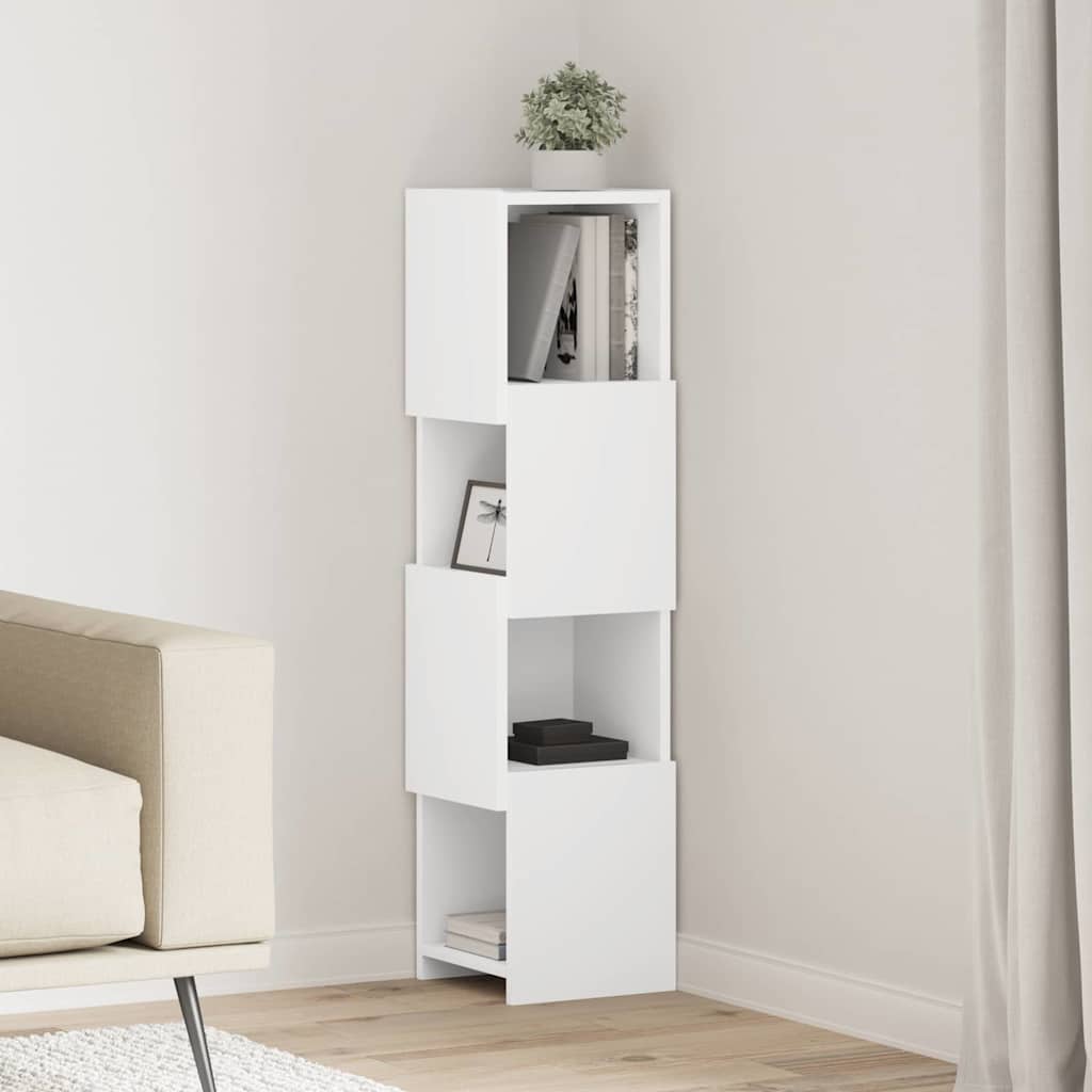 Dulap de colt Alb 25,5x25x102cm Lemn compozit — imaginea 2