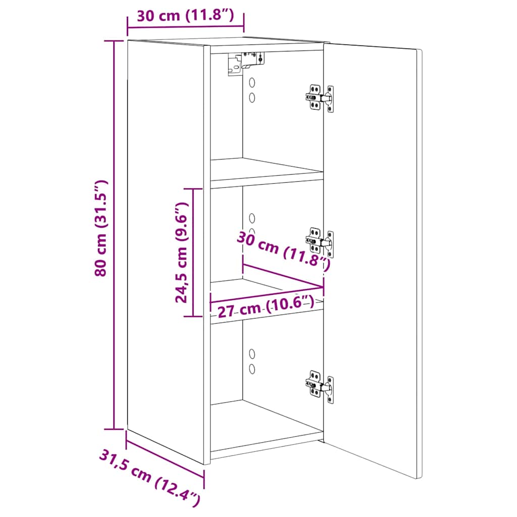 Dulap TV de perete 2 pcs Sonoma 30 x 31 x 80 cm Lemn compozit — imaginea 13