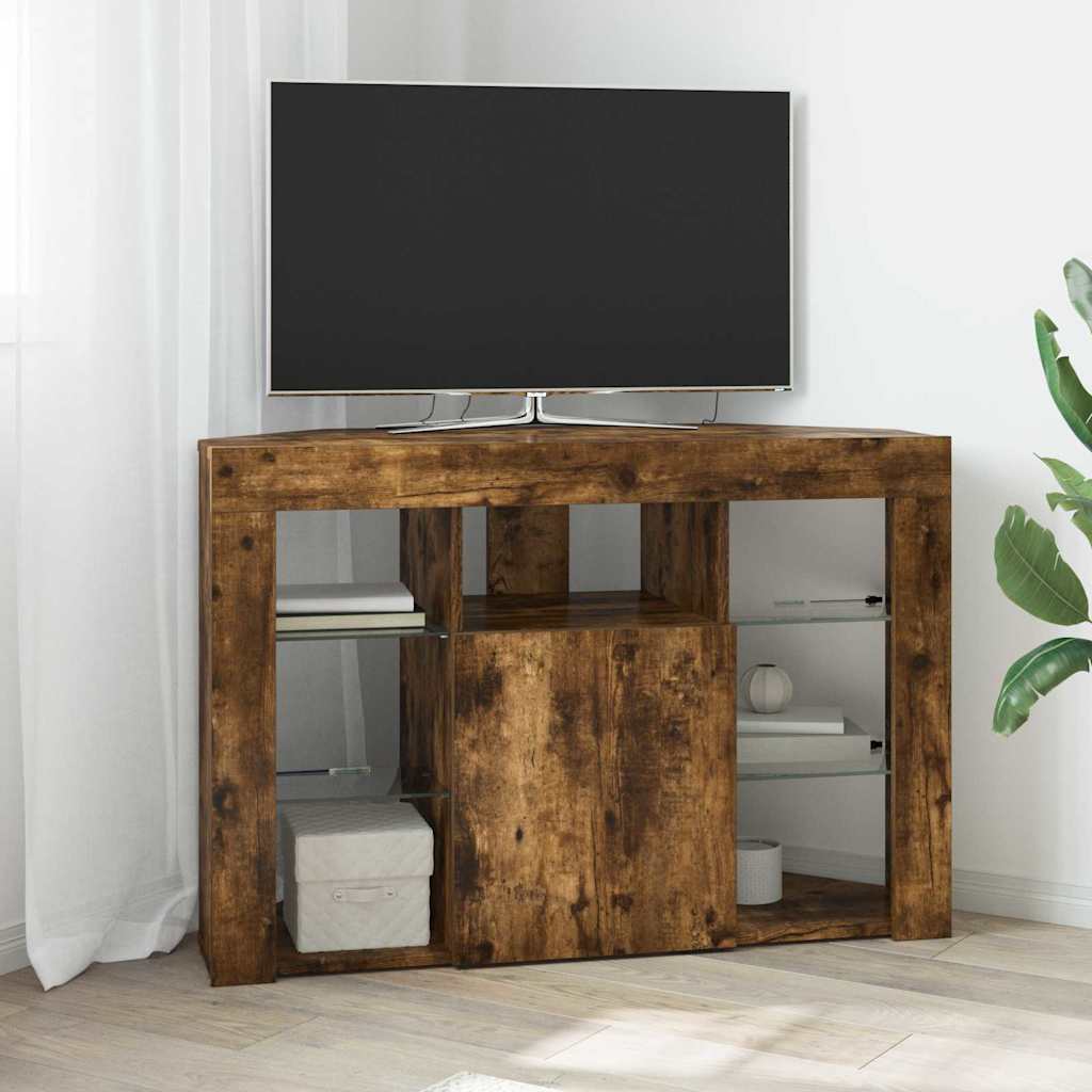 Sifonier LED pentru TV coltar Stejar fumuriu 105 x 40 x 68 cm — imaginea 2