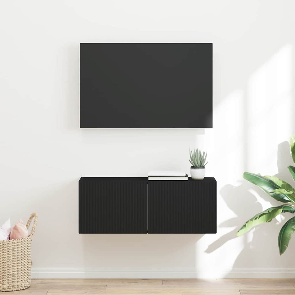 Dulap TV de perete Negru 60 x 31 x 29.5 cm Lemn compozit — imaginea 2