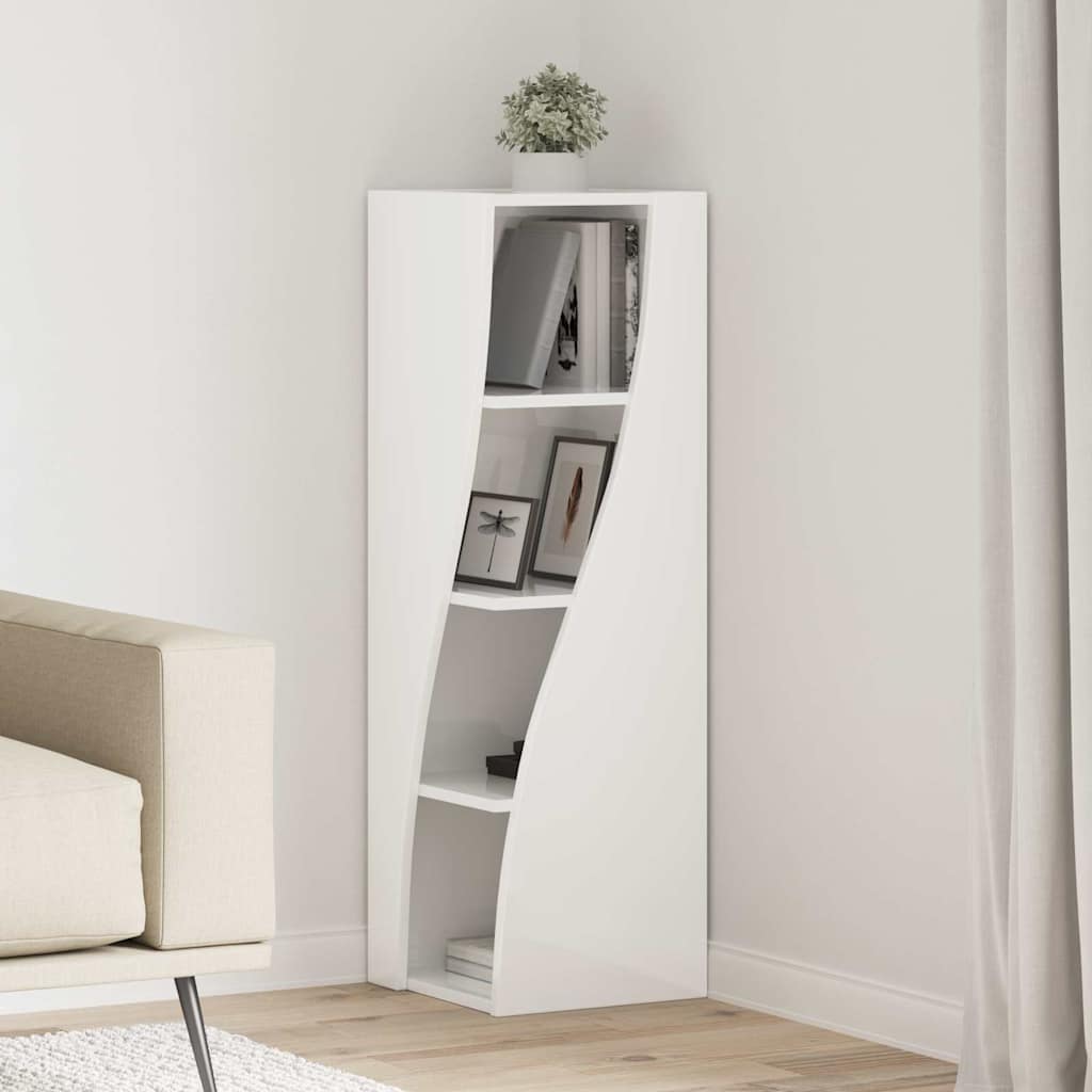 Dulap de colt Alb 32x32x102cm Lemn compozit — imaginea 2