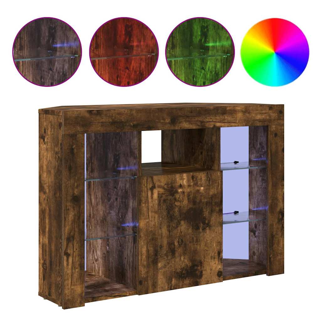 Sifonier LED pentru TV coltar Stejar fumuriu 105 x 40 x 68 cm — imaginea 5