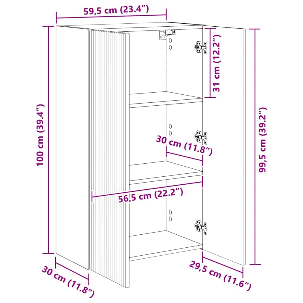 Dulap TV de perete Pe perete Stejar Sonoma 59,5 x 31 x 100 cm — imaginea 13