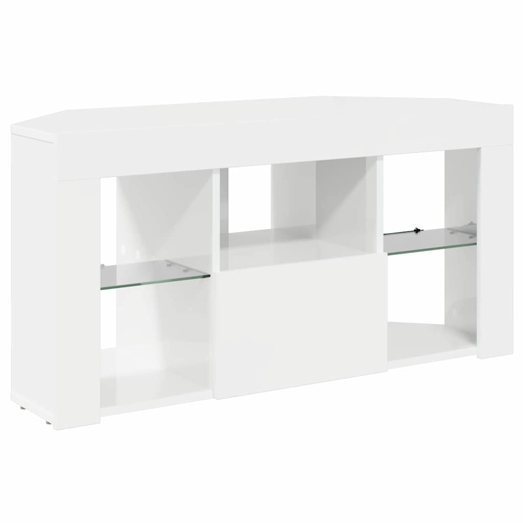 Sifonier LED pentru TV coltar Alb lucios 104 x 40 x 50 cm — imaginea 7