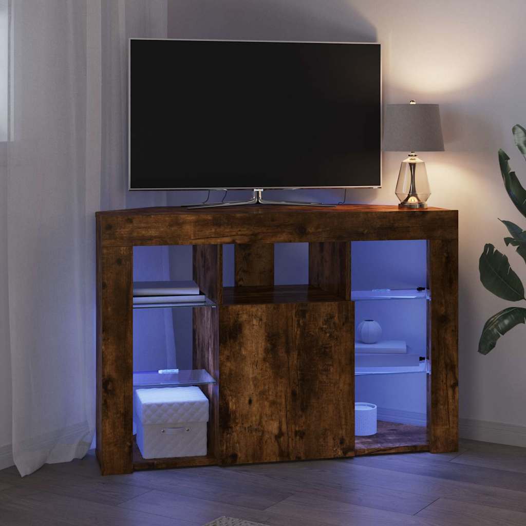 Sifonier LED pentru TV coltar Stejar fumuriu 105 x 40 x 68 cm — imaginea 6
