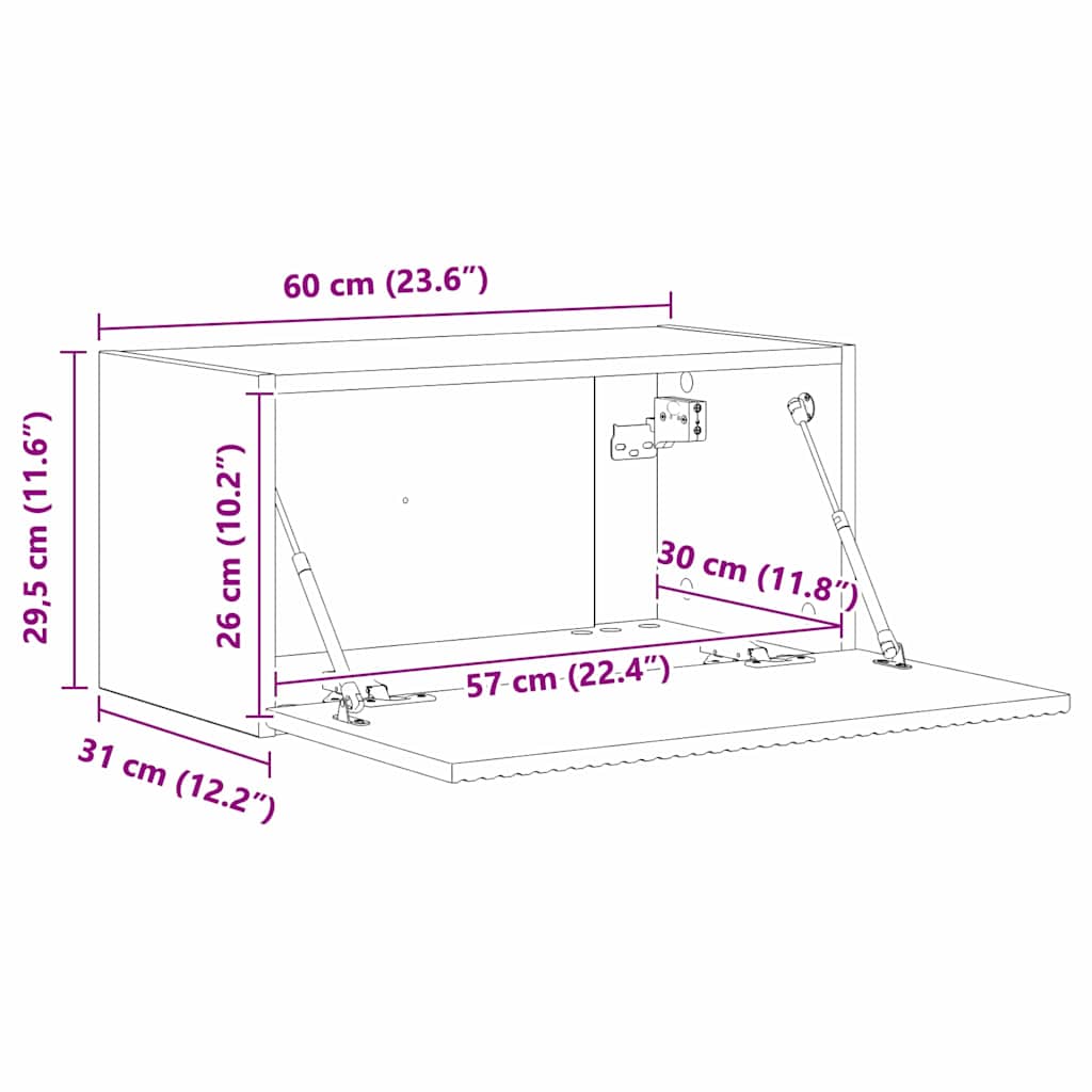 Dulap TV de perete Pe perete Stejar fumuriu 60 x 31 x 29.5 cm — imaginea 13