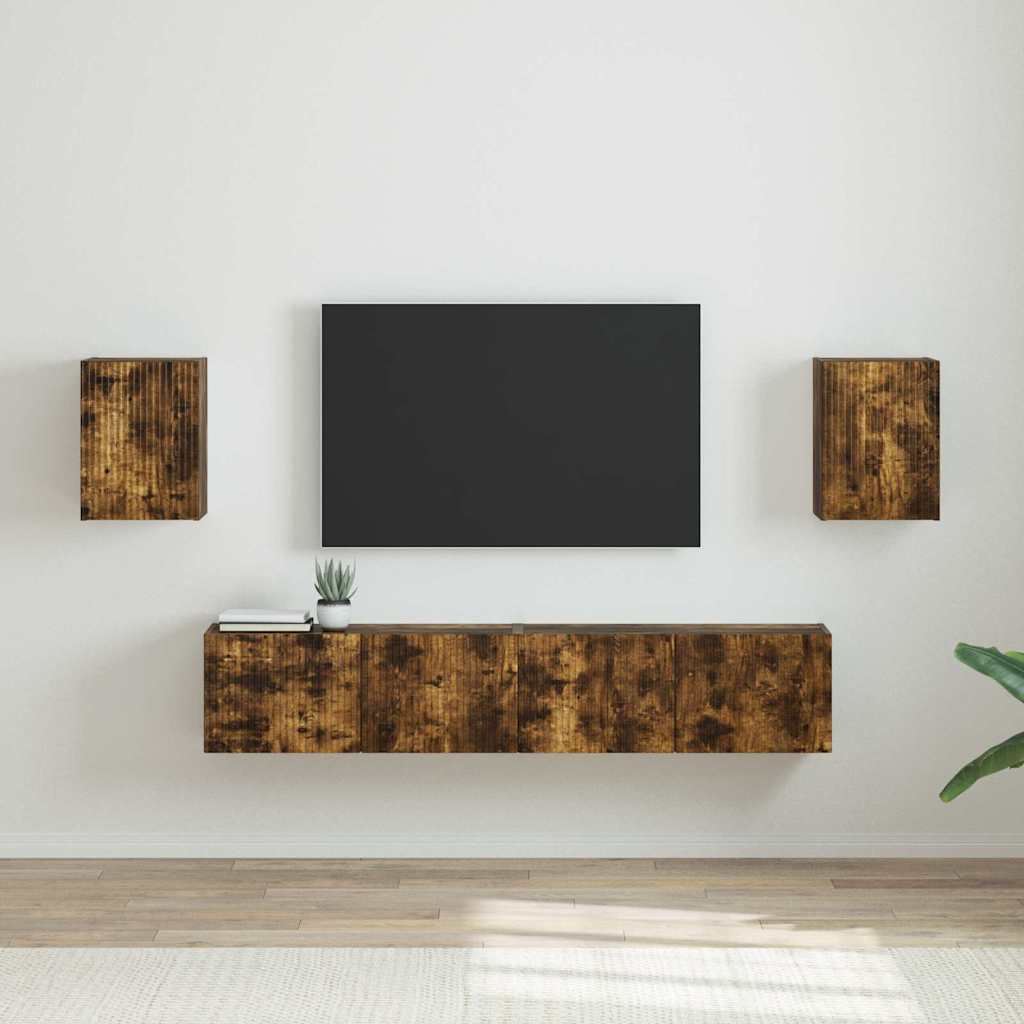 Dulap TV de perete 2 pcs Stejar fumuriu 30 x 31 x 40 cm — imaginea 2