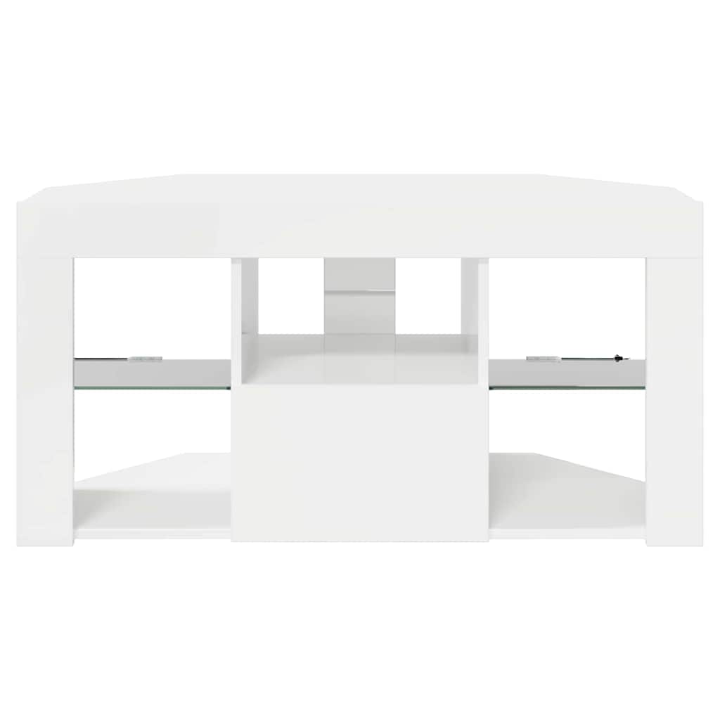 Sifonier LED pentru TV coltar Alb lucios 104 x 40 x 50 cm — imaginea 9