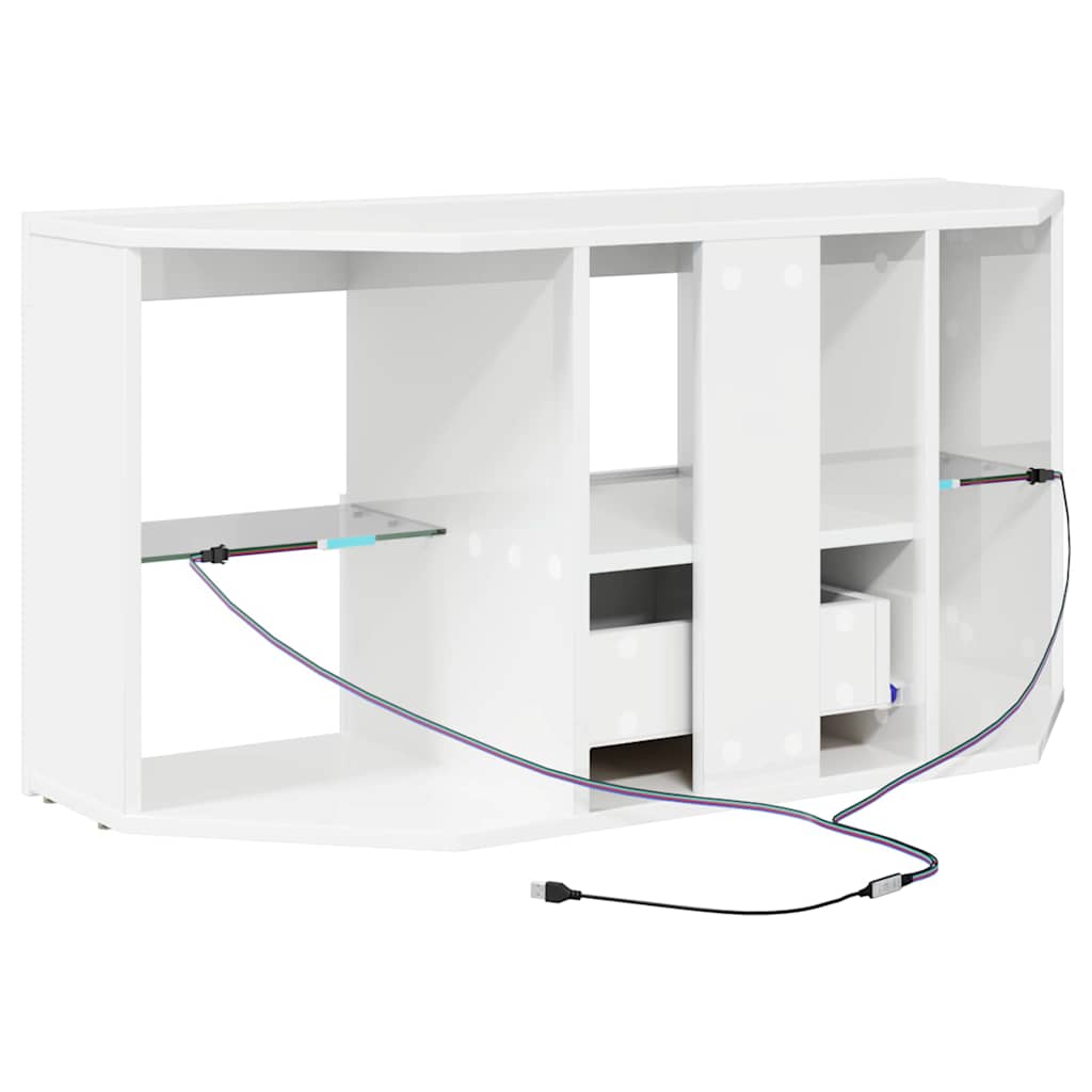 Sifonier LED pentru TV coltar Alb lucios 104 x 40 x 50 cm — imaginea 11