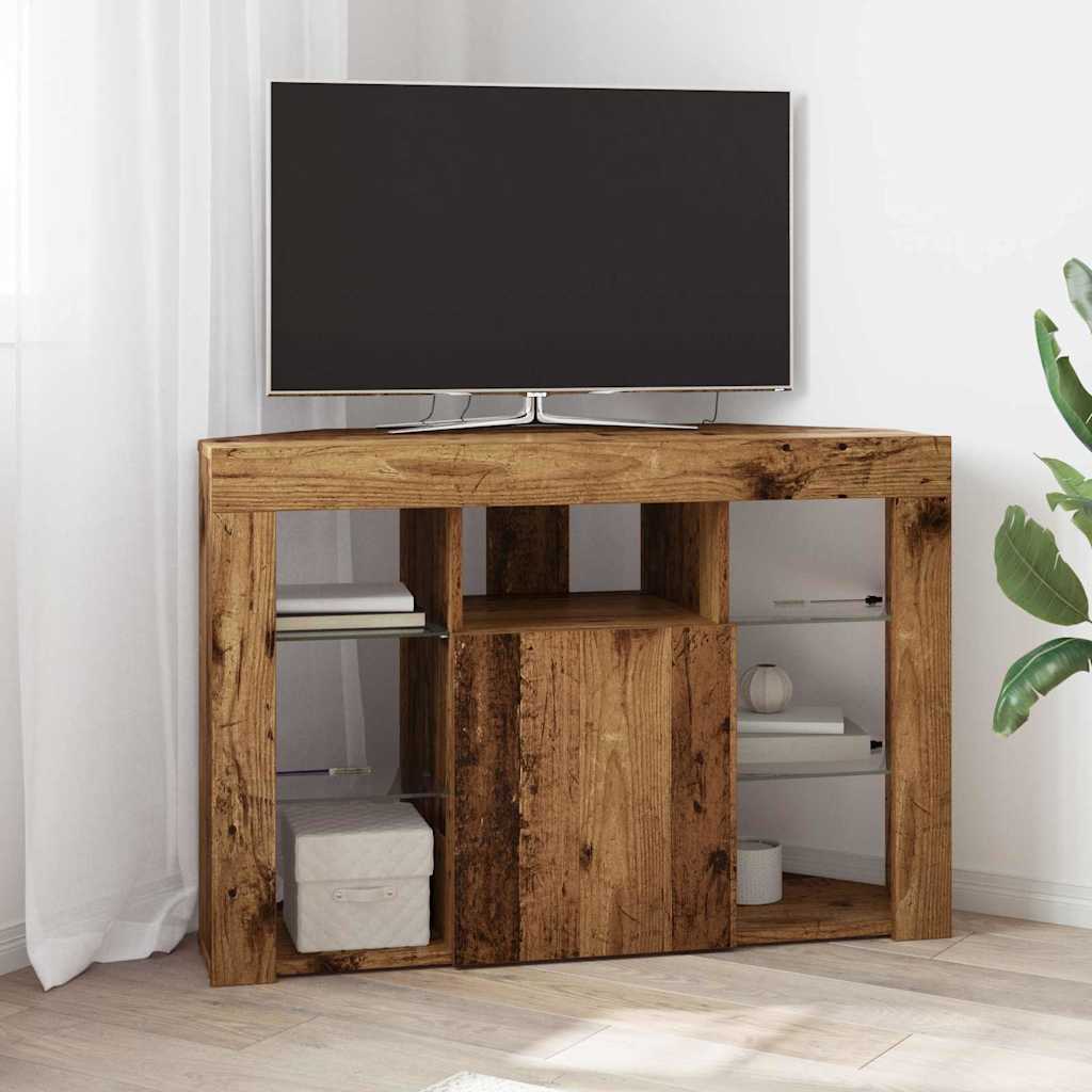 Sifonier LED pentru TV coltar Lemn Vechi 107 x 40 x 68 cm — imaginea 2