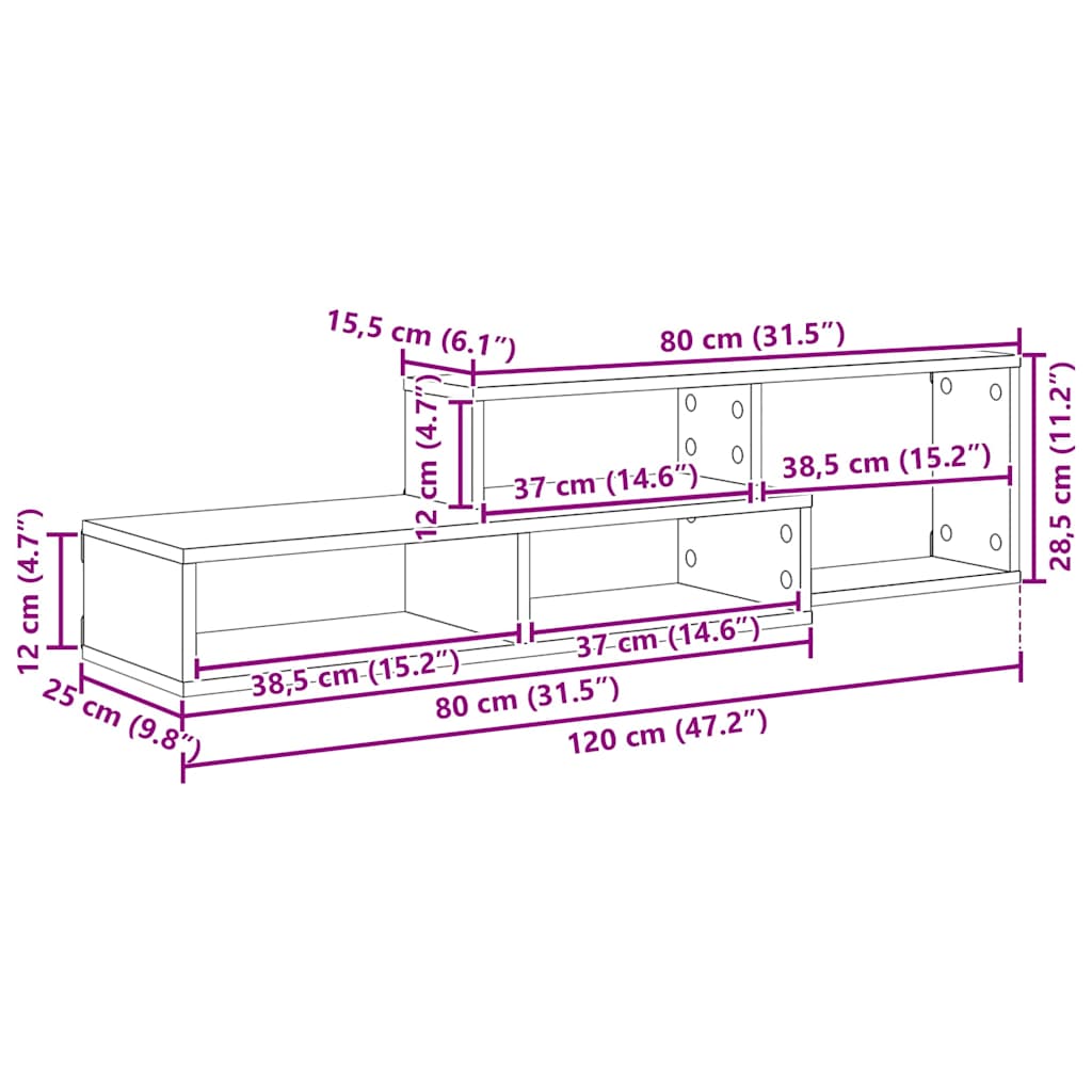 SuportTVdeperete 120x25x28,5cm Lemn compozit — imaginea 11