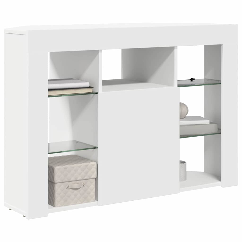 Sifonier LED pentru TV coltar Alb 100x40x68cm Lemn compozit — imaginea 4