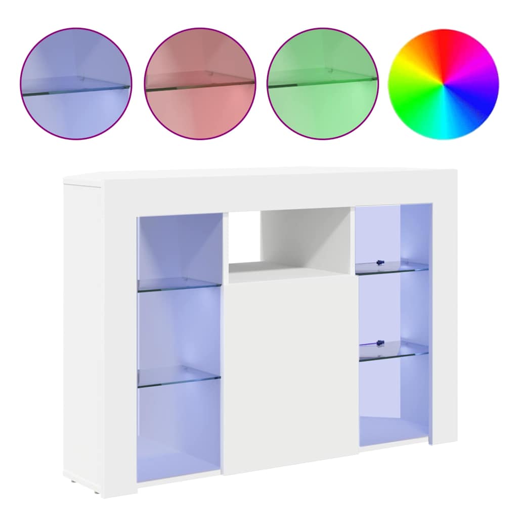 Sifonier LED pentru TV coltar Alb 100x40x68cm Lemn compozit — imaginea 5