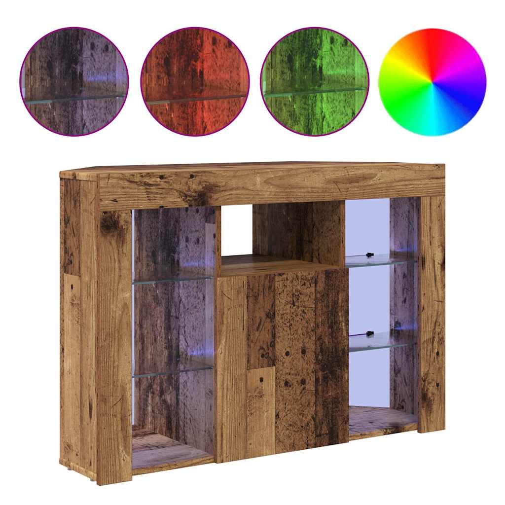 Sifonier LED pentru TV coltar Lemn Vechi 107 x 40 x 68 cm — imaginea 5