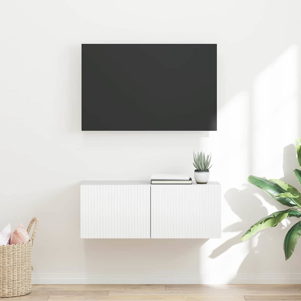 Dulap TV de perete Alb Lucios 60 x 31 x 29.5 cm Lemn compozit — imaginea 2