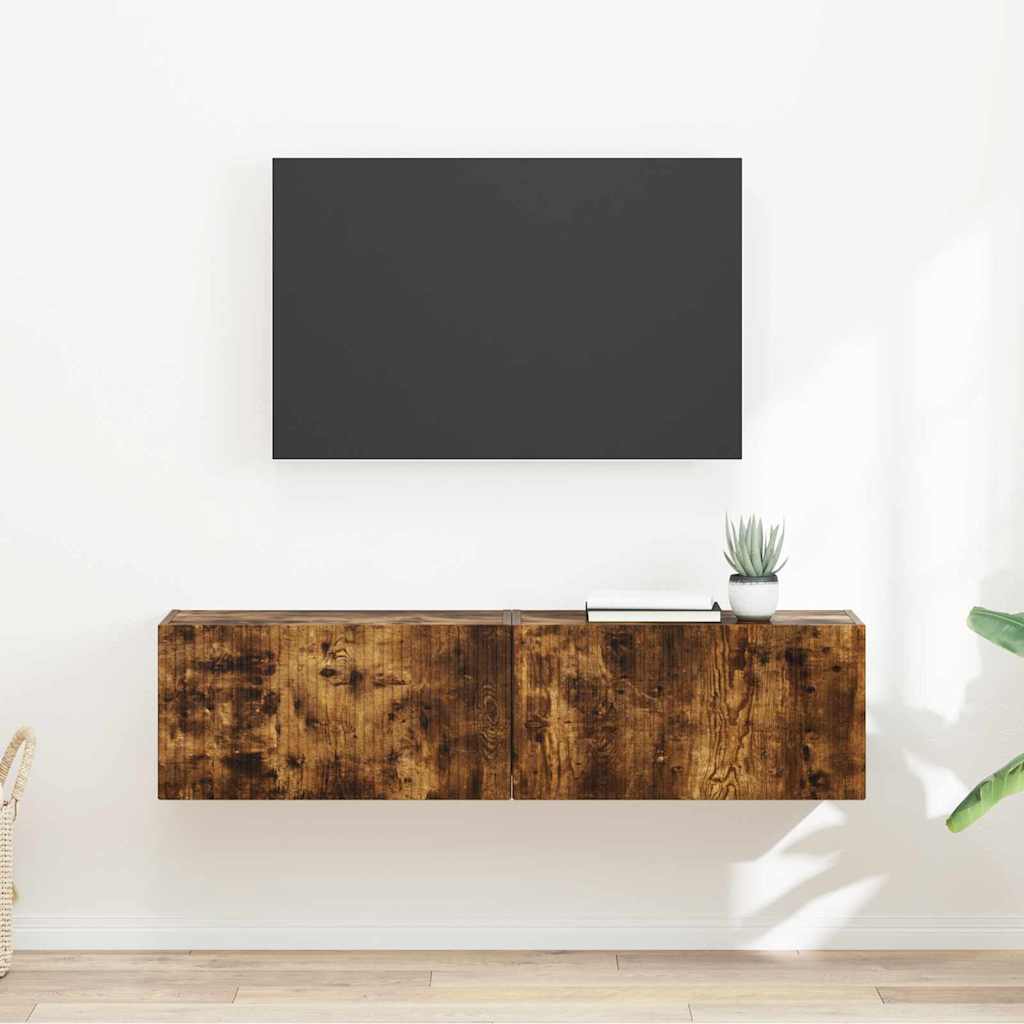 Dulap TV de perete 2 pcs Stejar fumuriu 60 x 31 x 29.5 cm — imaginea 2
