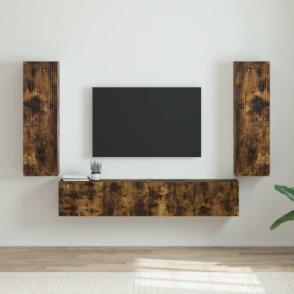 Dulap TV de perete 2 pcs Stejar fumuriu 30 x 31 x 100 cm — imaginea 2