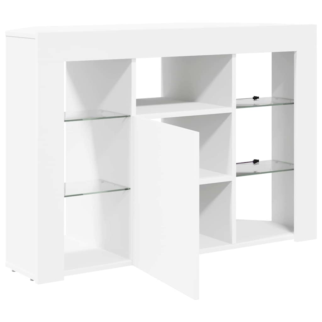 Sifonier LED pentru TV coltar Alb 100x40x68cm Lemn compozit — imaginea 8