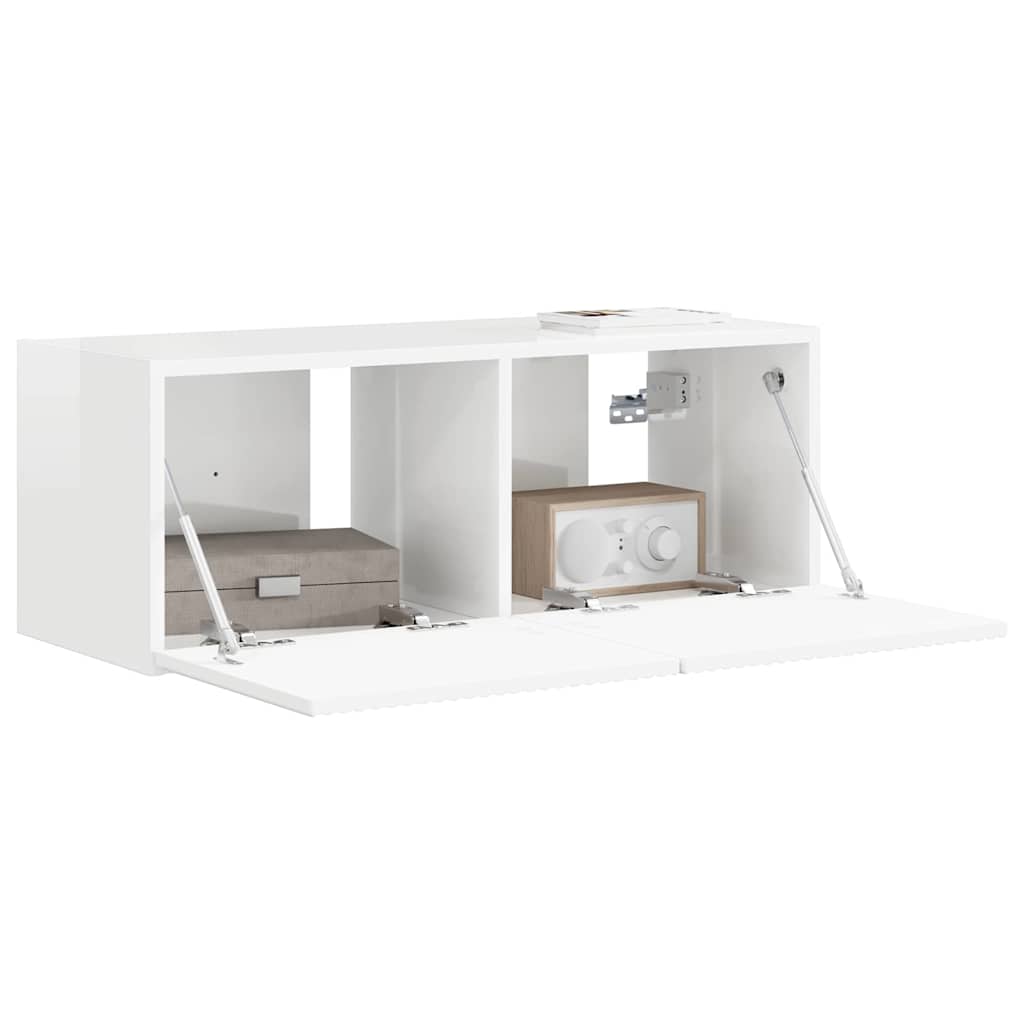Dulap TV de perete Alb Lucios 60 x 31 x 29.5 cm Lemn compozit — imaginea 4