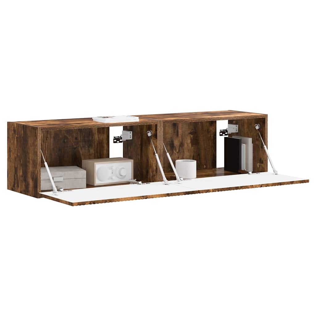Dulap TV de perete 2 pcs Stejar fumuriu 60 x 31 x 29.5 cm — imaginea 4