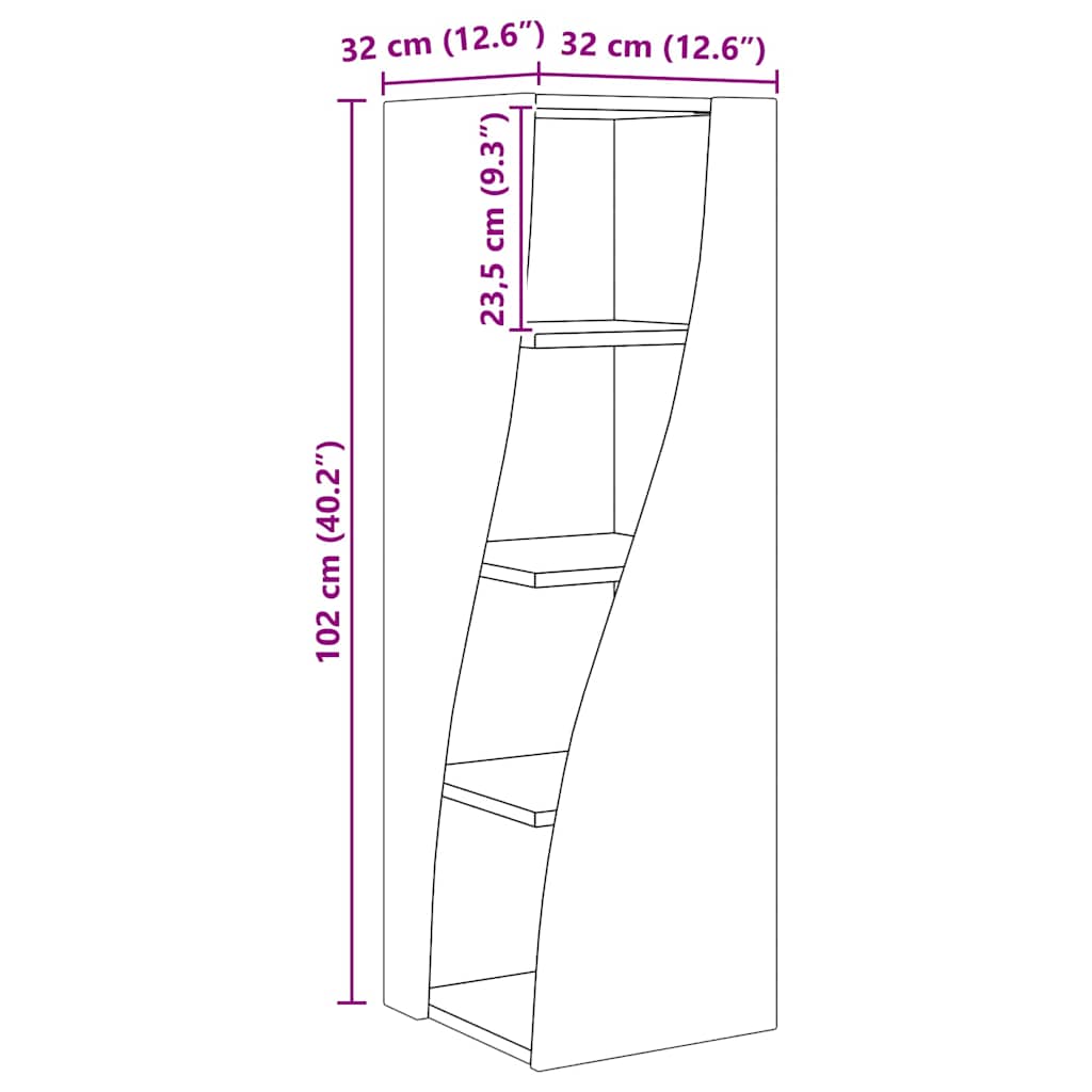 Dulap de colt Alb 32x32x102cm Lemn compozit — imaginea 10