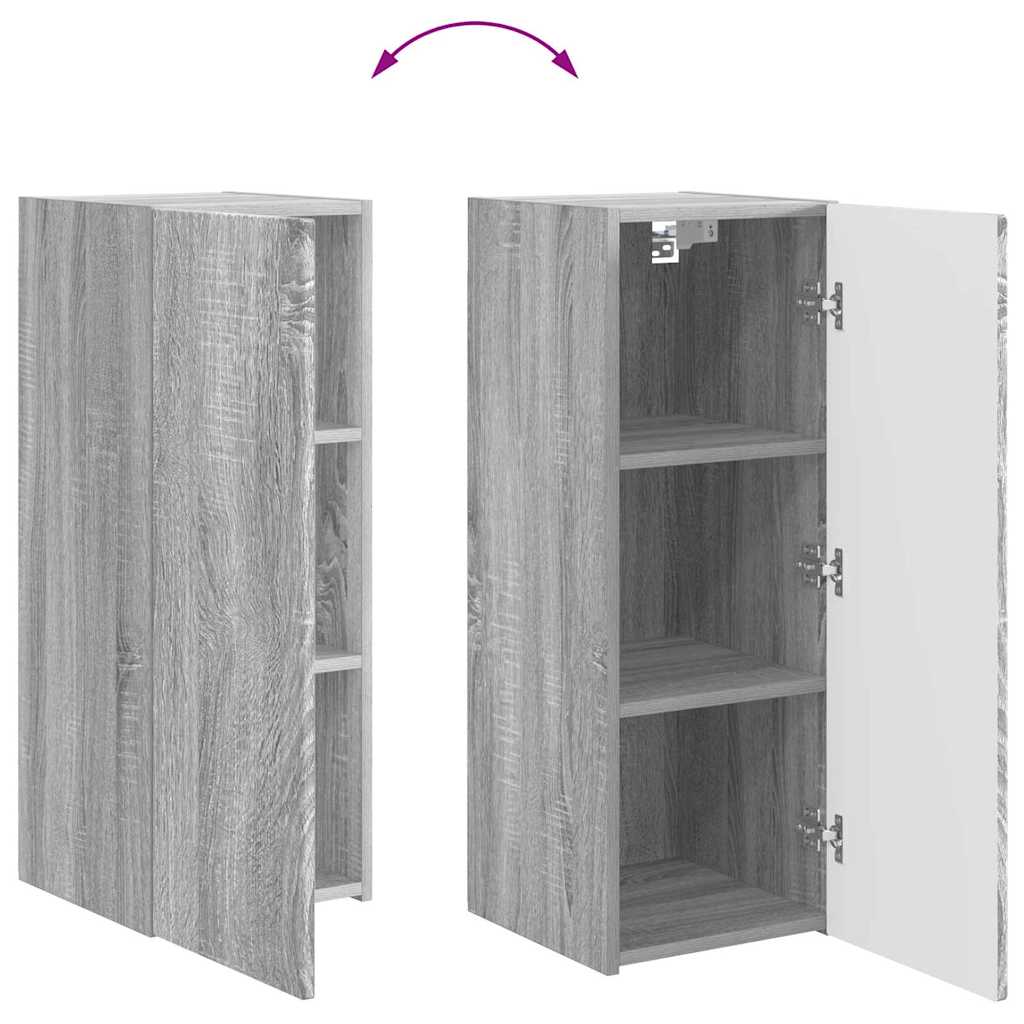 Dulap TV de perete Gri Sonoma 30 x 31 x 80 cm Lemn compozit — imaginea 13