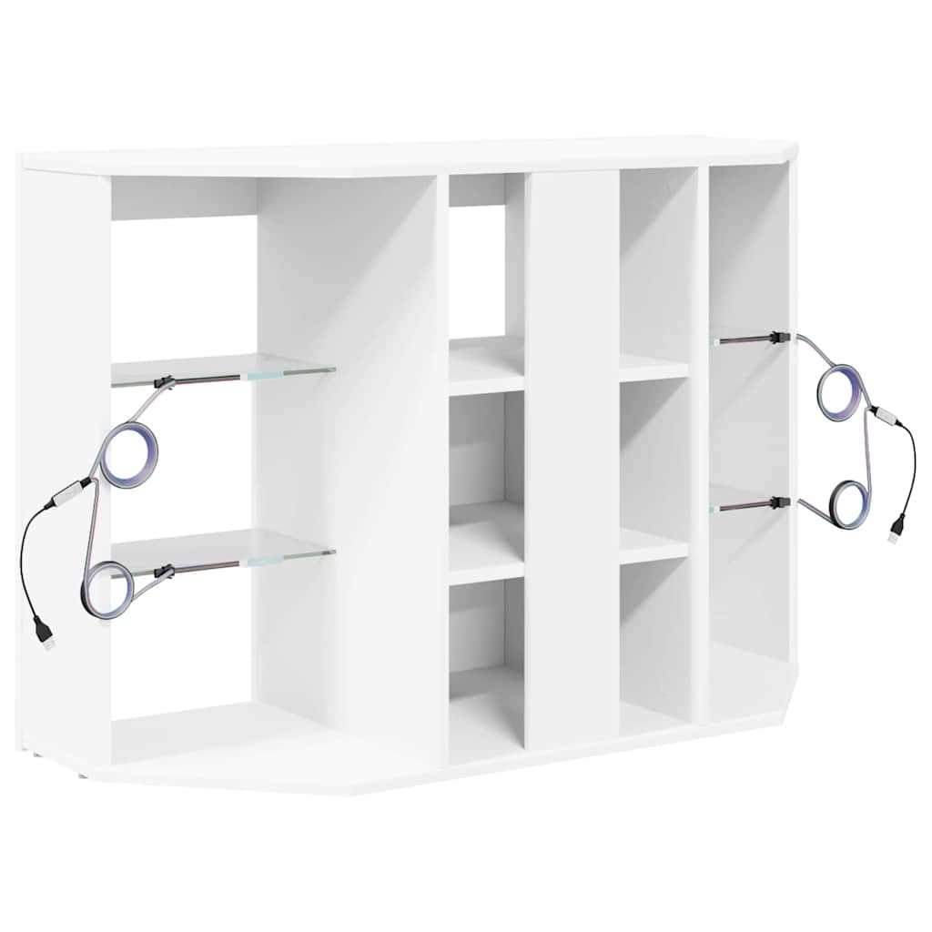 Sifonier LED pentru TV coltar Alb 100x40x68cm Lemn compozit — imaginea 11