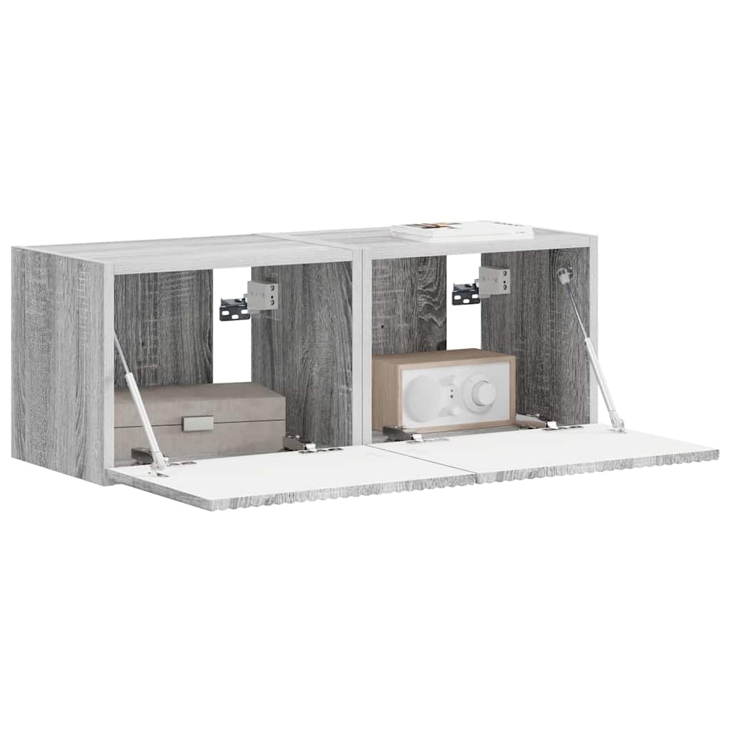 Dulap TV de perete Pe perete 2 pcs Gri Sonoma 60 x 31 x 29.5 cm — imaginea 4