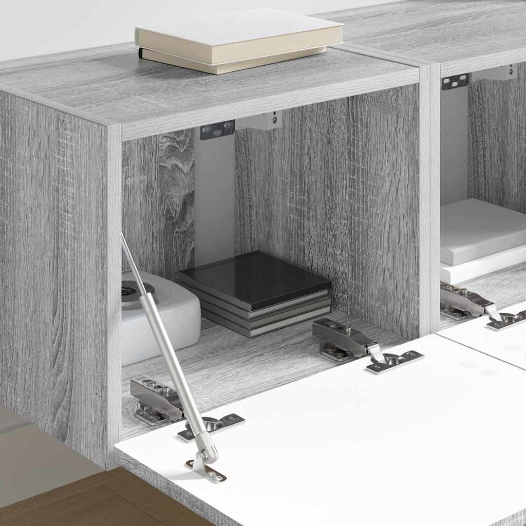 Dulap TV de perete Pe perete 2 pcs Gri Sonoma 60 x 31 x 29.5 cm — imaginea 5