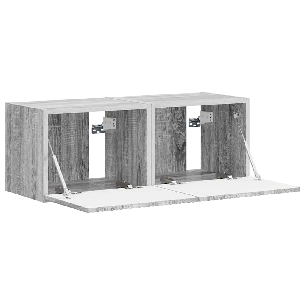 Dulap TV de perete Pe perete 2 pcs Gri Sonoma 60 x 31 x 29.5 cm — imaginea 7