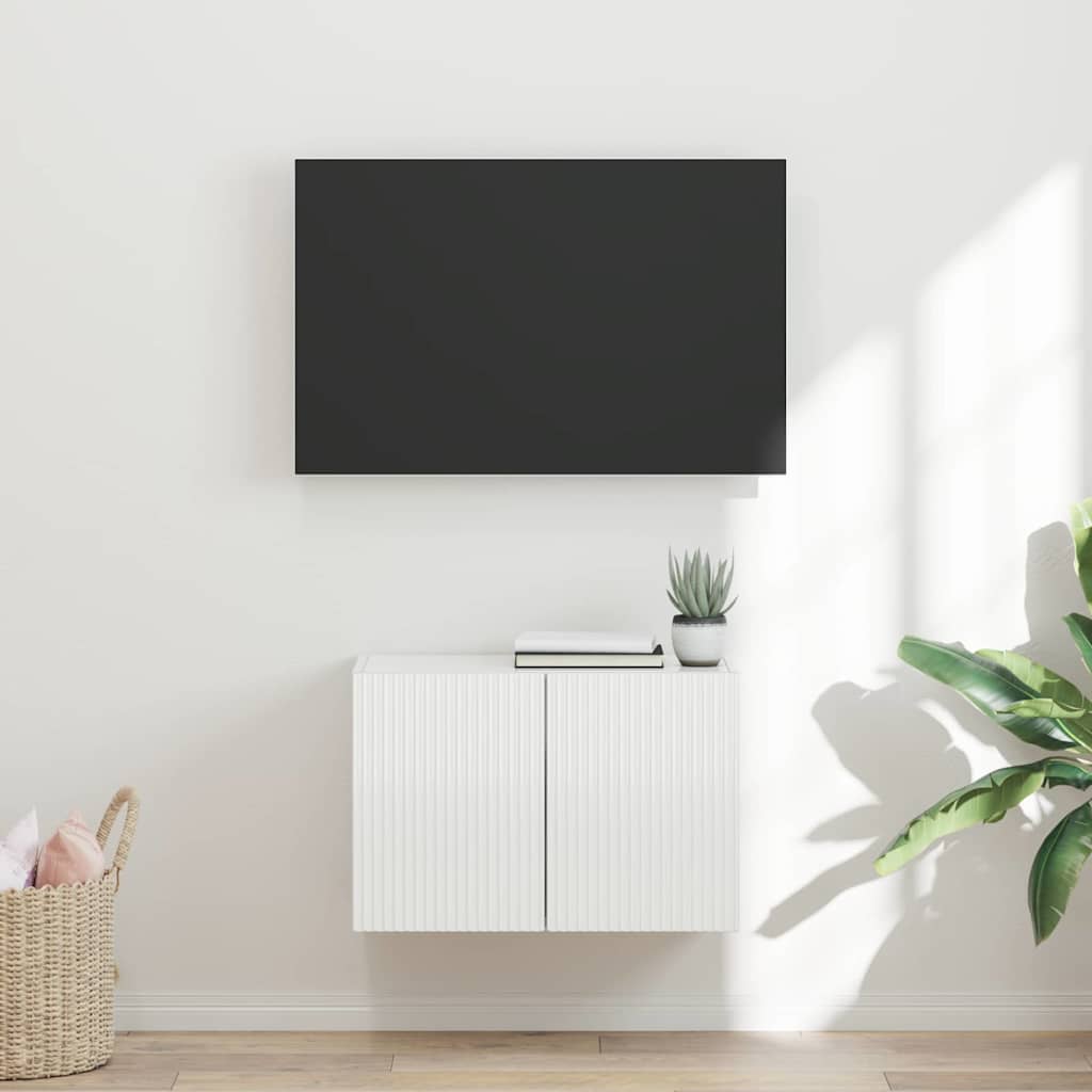 Dulap TV de perete Alb lucios 59,5 x 31 x 40 cm Lemn compozit — imaginea 2