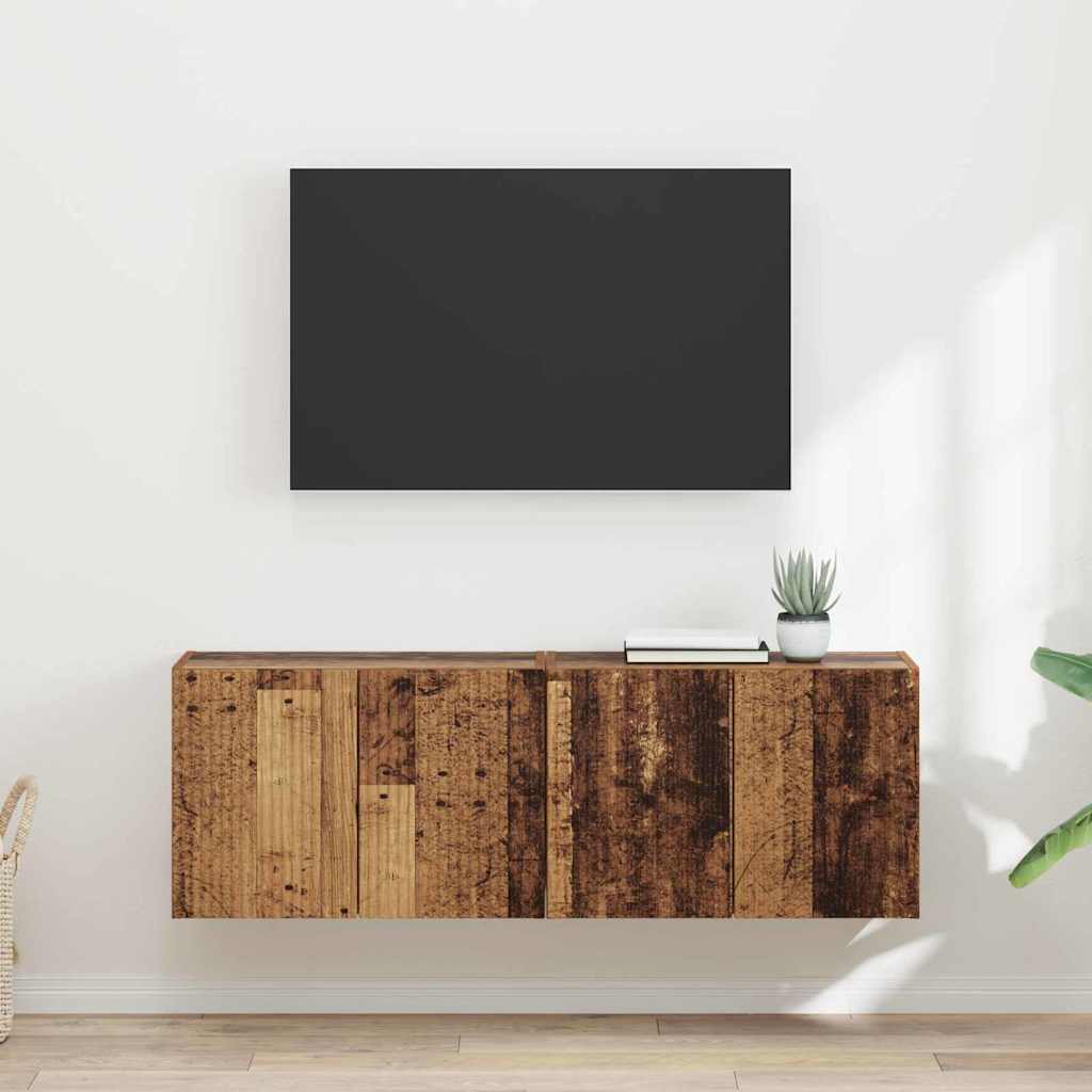 Dulap TV de perete Pe perete 2 pcs Lemn Vechi 59,5 x 31 x 40 cm — imaginea 2