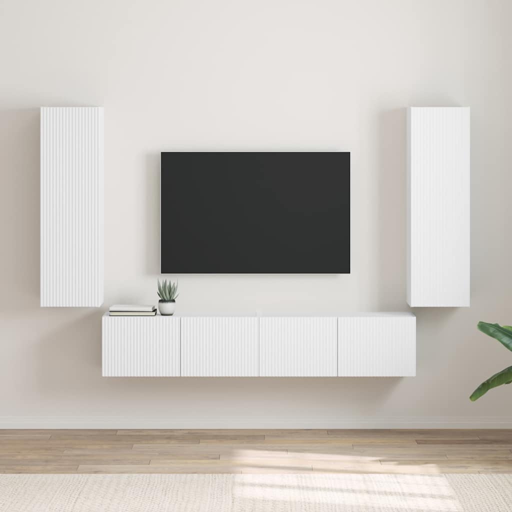 Dulap TV de perete 2 pcs Alb 30 x 31 x 100 cm Lemn compozit — imaginea 2