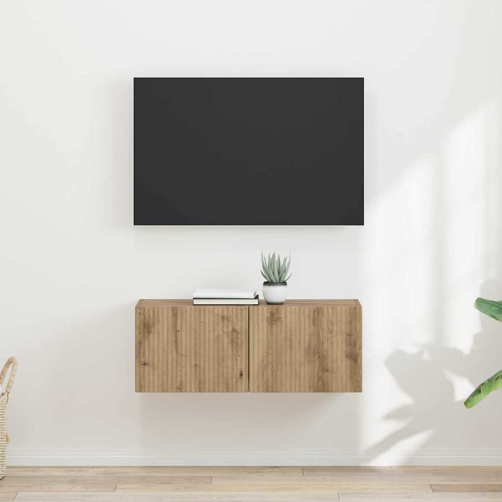Dulap TV de perete 2 pcs Stejar artizanal 60 x 31 x 29.5 cm — imaginea 2