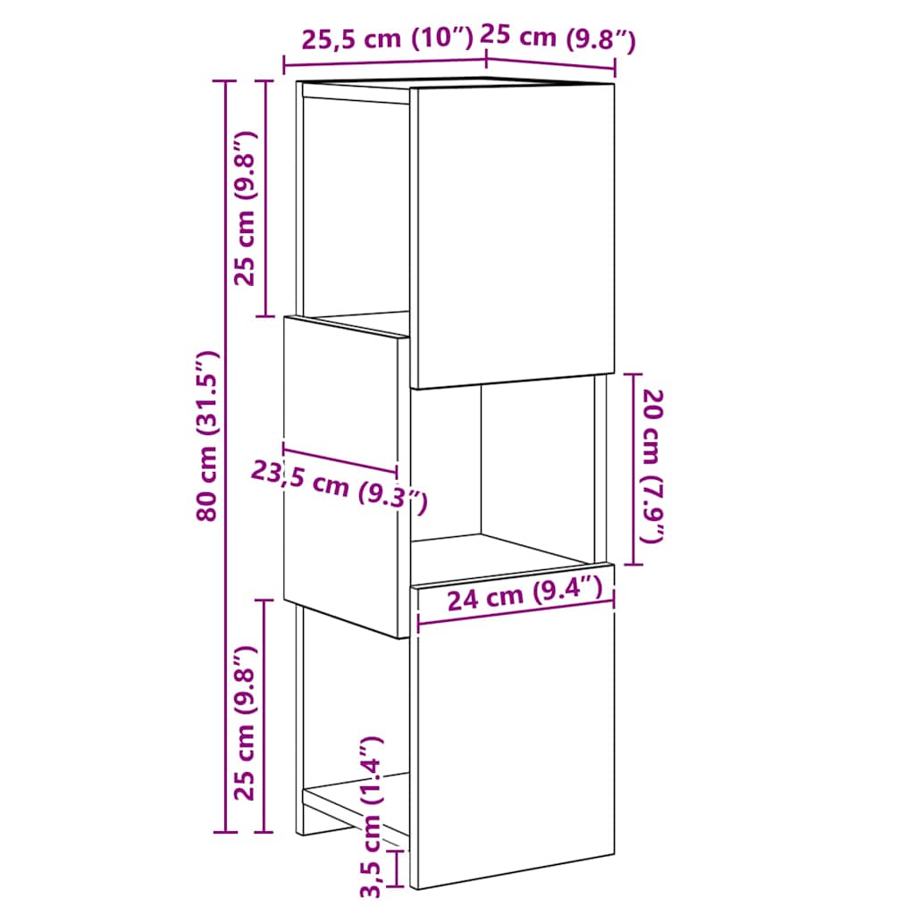Dulap de colt Alb 25,5x25x80cm Lemn compozit — imaginea 10