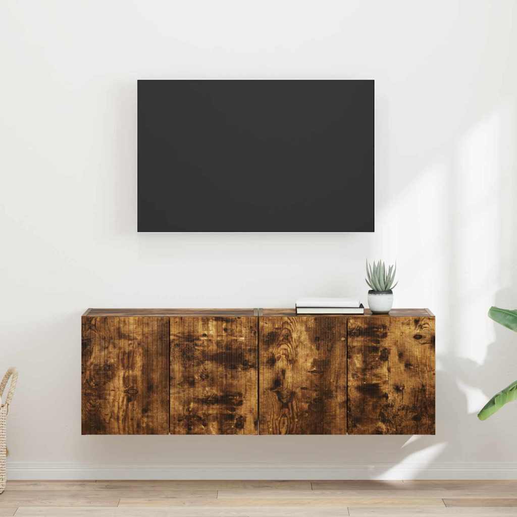 Dulap TV de perete 2 pcs Stejar fumuriu 59,5 x 31 x 40 cm — imaginea 2