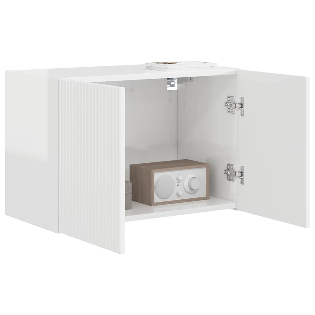Dulap TV de perete Alb lucios 59,5 x 31 x 40 cm Lemn compozit — imaginea 4