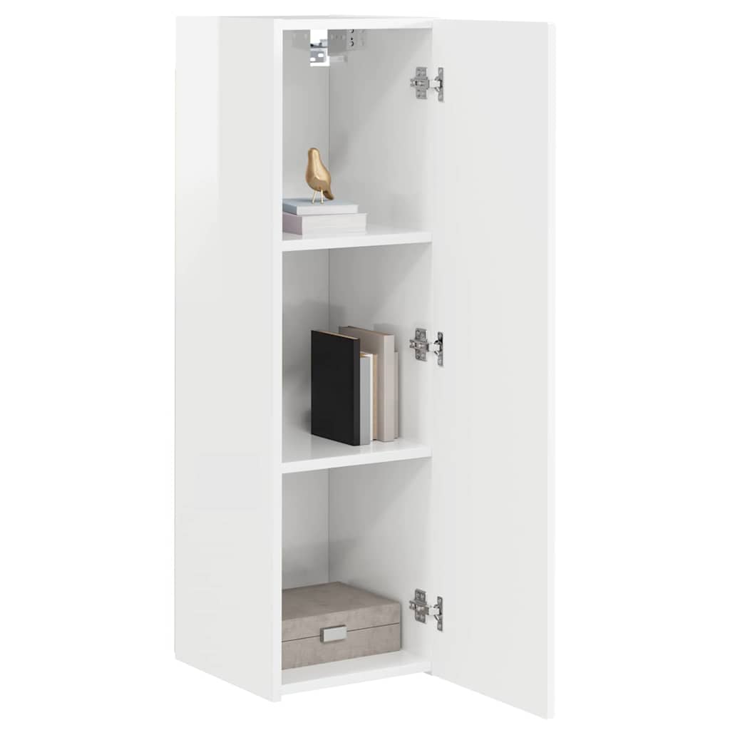 Dulap TV de perete Alb Lucios 30 x 31 x 100 cm Lemn compozit — imaginea 4