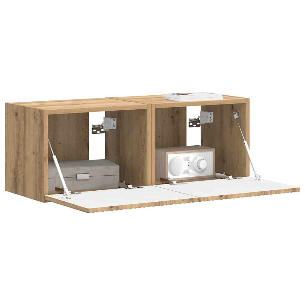 Dulap TV de perete 2 pcs Stejar artizanal 60 x 31 x 29.5 cm — imaginea 4