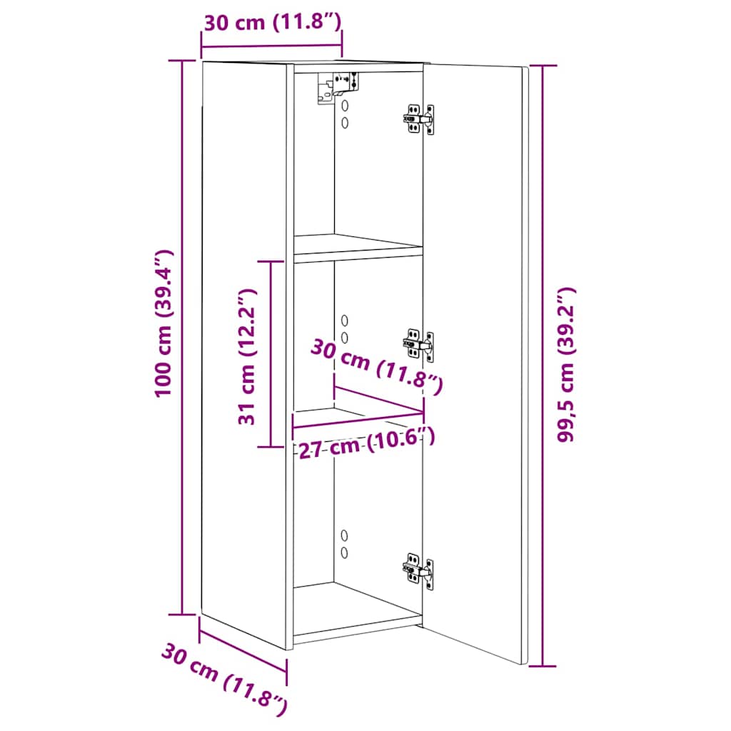 Dulap TV de perete 2 pcs Stejar fumuriu 30 x 31 x 100 cm — imaginea 13