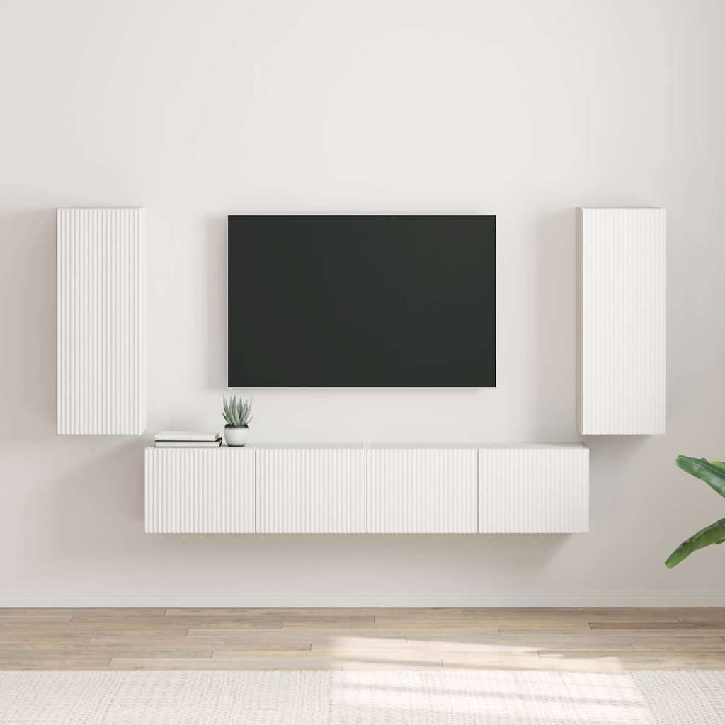 Dulap TV de perete 2 pcs Alb 30 x 31 x 80 cm Lemn compozit — imaginea 2