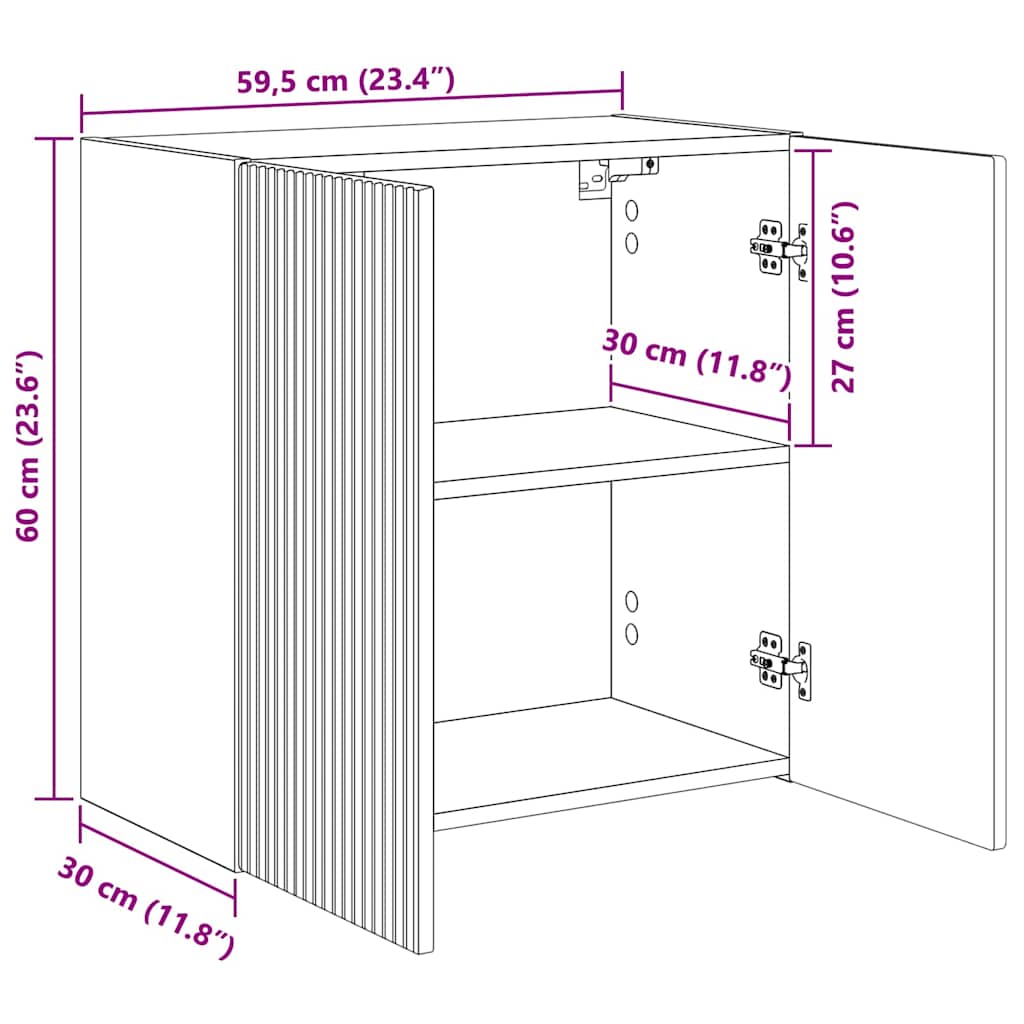 Dulap TV de perete Pe perete Gri din beton 59,5 x 31 x 60 cm — imaginea 13