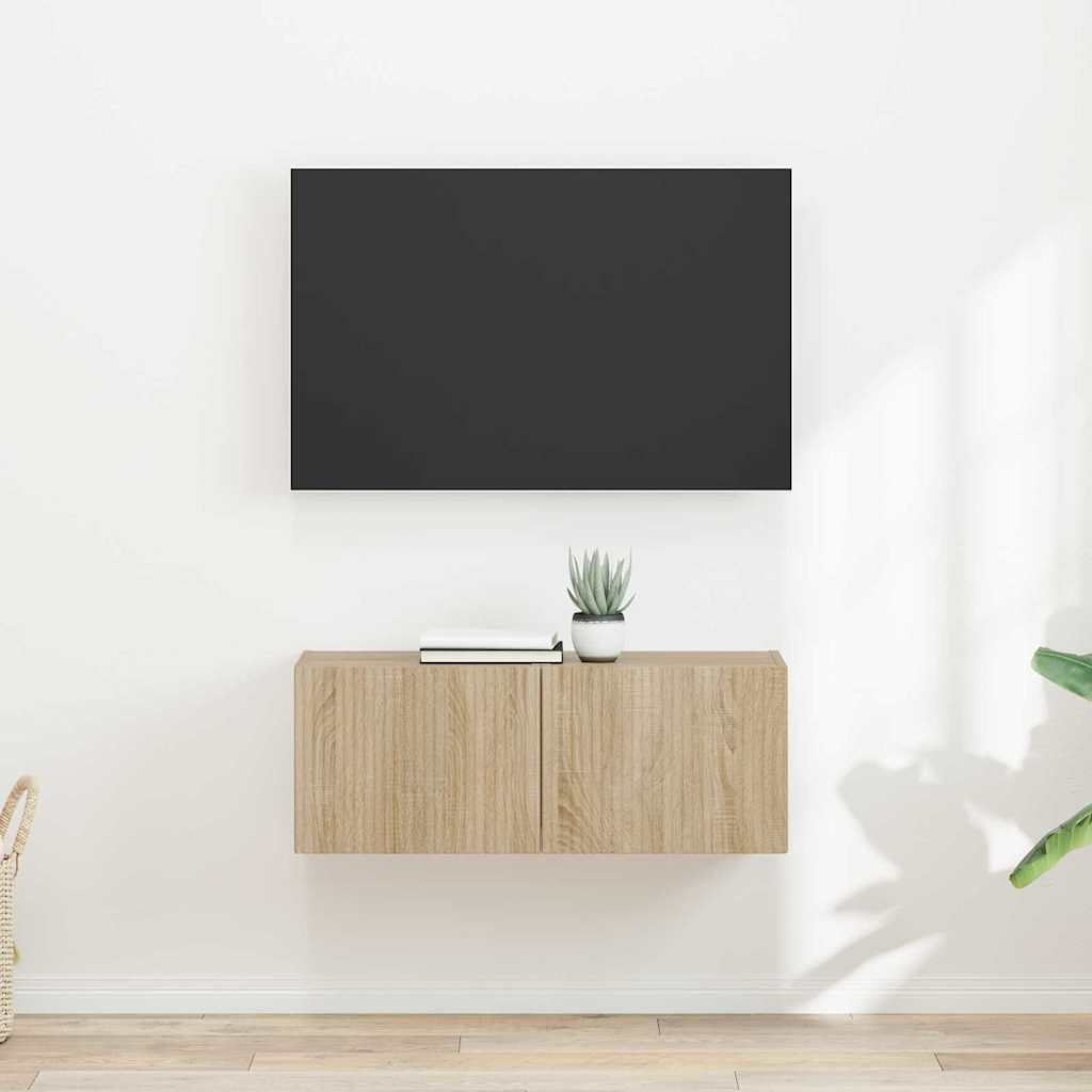 Dulap TV de perete 2 pcs Sonoma 60 x 31 x 29.5 cm Lemn compozit — imaginea 2